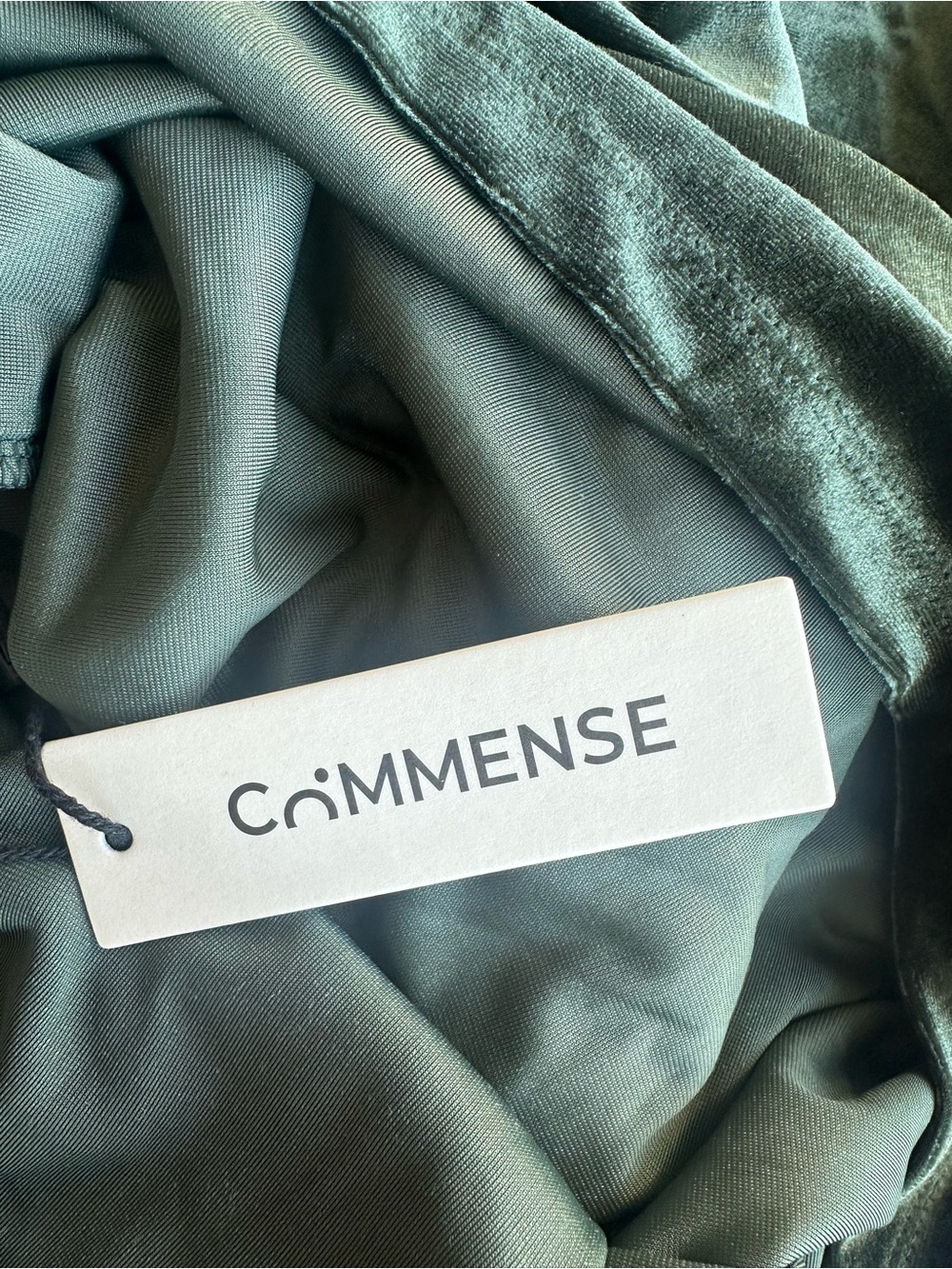 Commense One-Shoulder Velvet Mini Dress - Dark Green - Picture 8 of 11